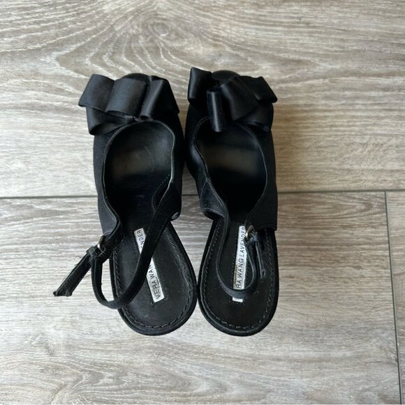 Vera Wang Lavender Black Satin Bows Platform Pump - Picture 7 of 16